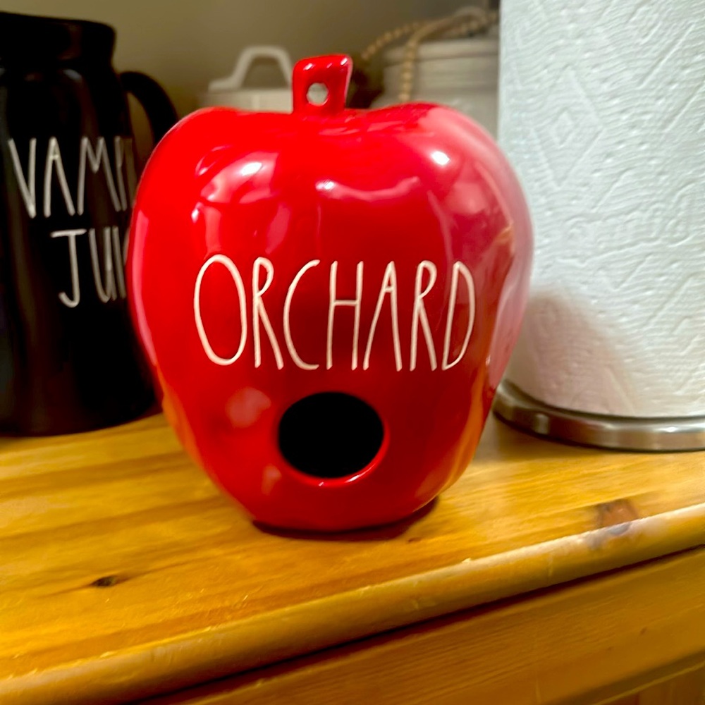 Rae Dunn apple shaped bird house